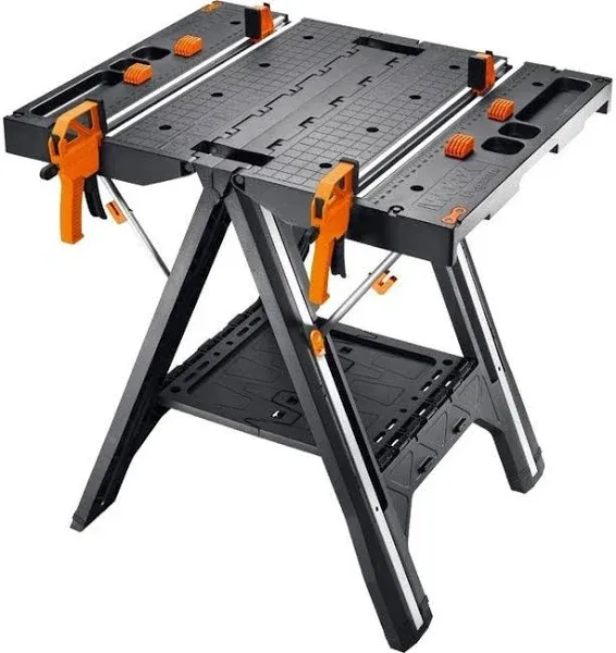 Worx Pegasus Wx051 Versatile Multi Function Folding Work Table & Sawhorse with Quick Clamps and Holding Pegs, Portable and Lightweight Workbench, per