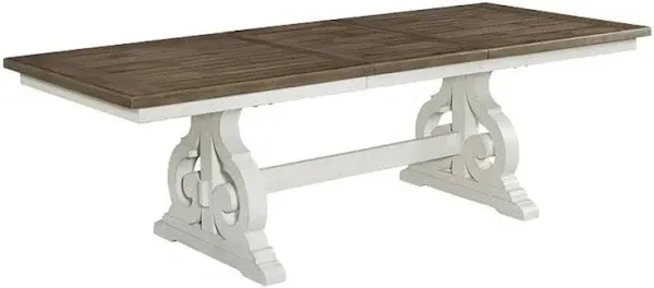 Intercon Drake Rustic White French Oak Trestle Table