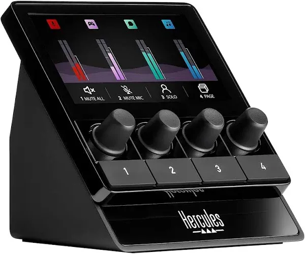 Hercules Stream 100, Audio Mixer for Content Creators, Up to 8 Tracks, LCD