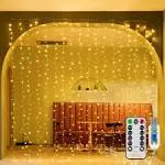 Christmas Curtain Lights 300 LED 9.8 FT X 9.8 FT with Remote Timer for Home Deco