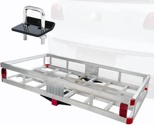 Maxxhaul Aluminum Cargo Carrier with Hitch Tightener Trailer Hitch Mount for RV Truck SUV Van Car with 2" Receiver - 500 lb. Load Cap. 47.25" x