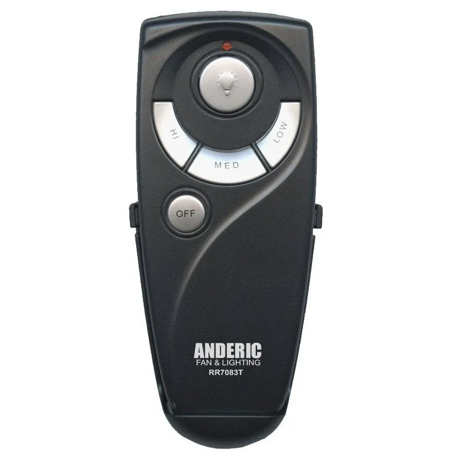 Anderic UC7083T for 3-Speed Ceiling Fans - Remote Control with Wall Mount Only (Receiver not Included) - Black (Standard (Light, High, Med, Low, Off Keys))