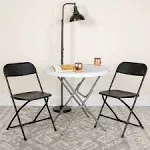 Emma + Oliver Set of 6 Stackable Folding Plastic Chairs - Weight Capacity, 650 lb, Black