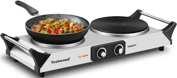 Hot Plate, Techwood Doubel Burners for Cooking, 1800W Countertop Electric Sto...