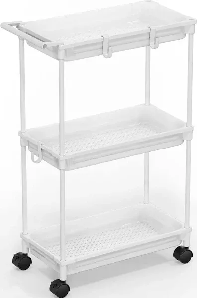 Simple Houseware Standard 3-Tier Slim Rolling Storage Cart, Black