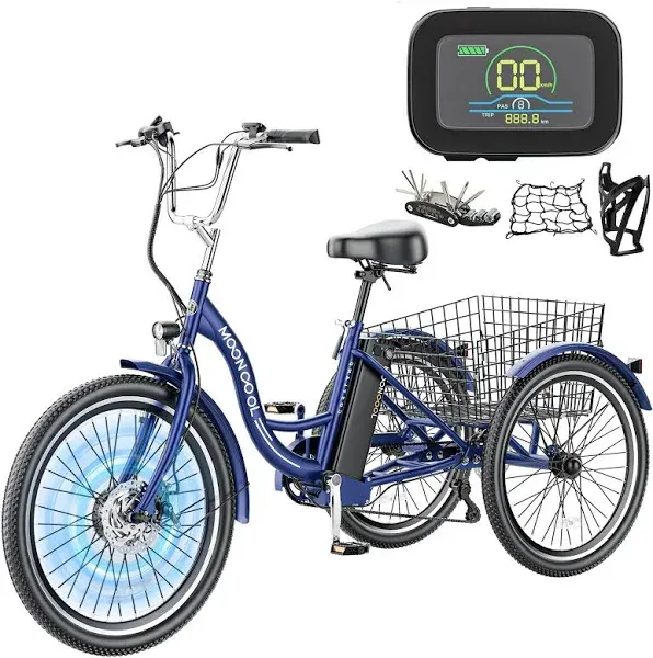 Mooncool Electric Tricycle for Adults 350w 36V Electric Trike Motorized Three Wheel Electric Bicycle