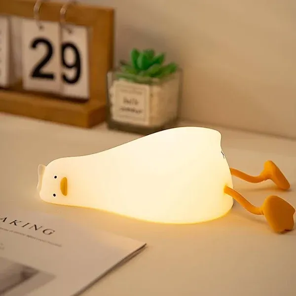 Kids Squishy Duck LED Night Light &amp; Phone Stand Dimmable, Timer, Touch, USB-C