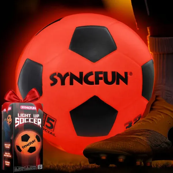 Glow in The Dark Soccer Ball for Boys, Light Up Soccer Ball for Night Soccer 