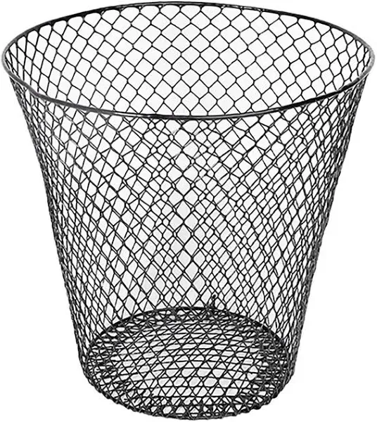 essentials Wire Mesh Round Waste Basket Trash Can Mesh Round Open Top Wastebasket