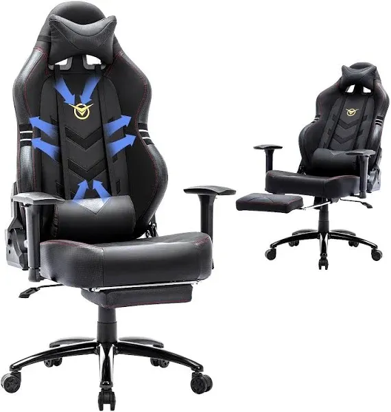 COLAMY Big and Tall Gaming Chair with Footrest 350lbs-Racing Computer Gamer Chair, Ergonomic High Back PC Chair with Wide Seat, Reclining Back, 3D