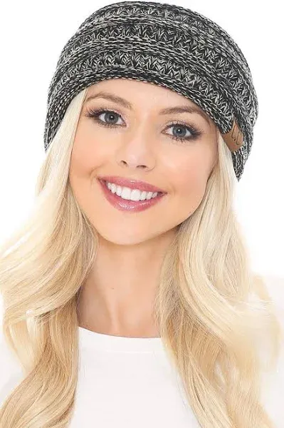 C.C Soft Stretch Winter Warm Cable Knit Fuzzy Lined Ear Warmer Headband