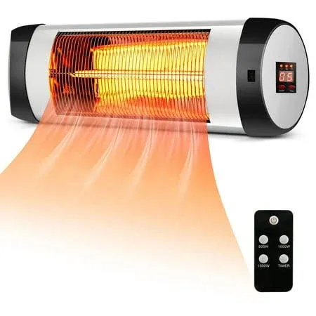 Costway Up to 1320-Watt Infrared Wall Mount Indoor/Outdoor Electric Space Heater with Remote