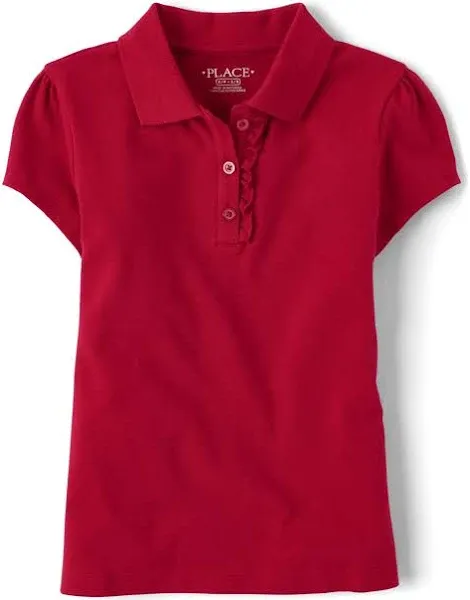 The Children's Place Girls' Short Sleeve Ruffle Pique Polo