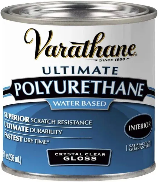 Clear, Varathane Semi-Gloss Ultimate Crystal Clear Polyurethane Water-Based-200141H, Quart