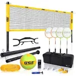 Portable Badminton/Voll<wbr/>eyball Combo Set w/Net, Rackets&amp;Shuttl<wbr/>ecocks, Volleyball