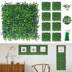 Bybeton Artificial Grass Wall Panels,10"x 10"(8Pcs) Boxwood Privacy Faux Green Wall Plants for Interior Wall, Backdrop Wall,Garden Wall and Indoor