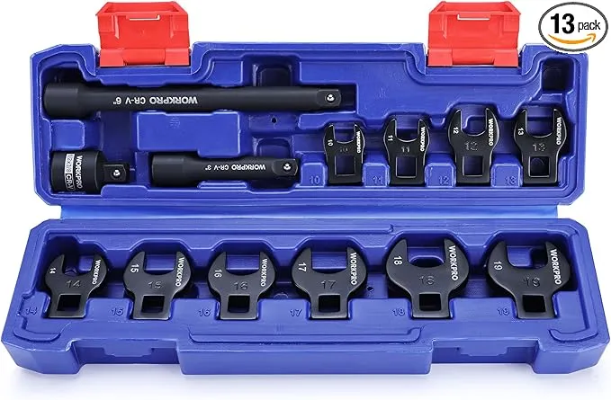 WORKPRO 3/8&#034; Drive Crowfoot Wrench Set, 13 Pcs Metric Crows Foot Wrench Set with