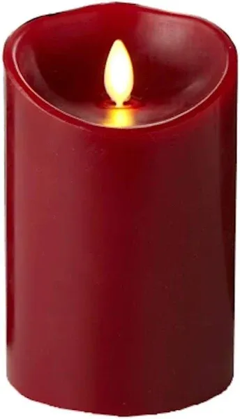 Luminara Flameless Candle: Cinnamon Scented Moving Flame Candle with Timer (5" Red)