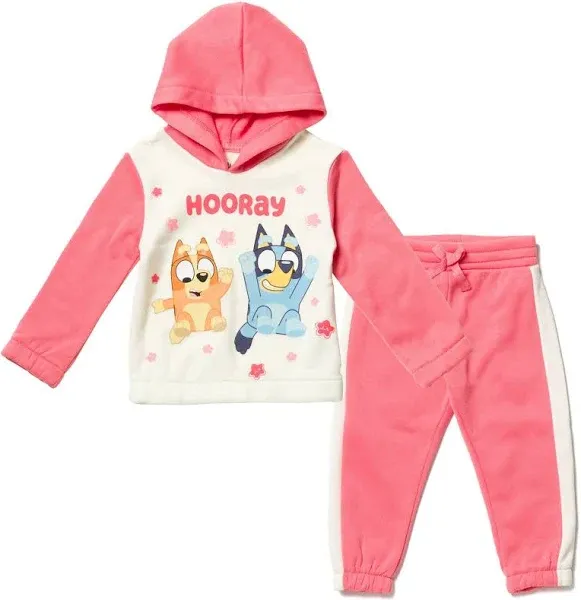 Bluey Bingo Toddler Girls Pullover Hoodie and Fleece Pants Outfit Set