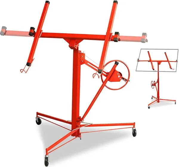 Drywall Panel Lifter Drywall Panel Hoist Jack Lifter Jack Rolling Caster Panel Hoist 11Ft Red Red Iron