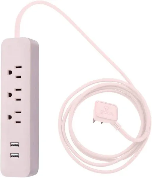 Globe Electric 78249 Designer 3-Outlet USB Surge Protector Power - Pink