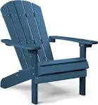 YEFU Navy Blue Plastic Adirondack Chair - Ideal for Patio, Garden, Campfire