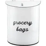 AuldHome Design-Enamelware Grocery Bag Holder Wall-Mounted White