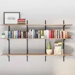 Wallniture Turin 60"x10" Floating Shelves for Wall Storage, Wall Bookshelf, Rustic Wall Shelves with Adjustable Standard Rail Bracket System, Book Shelf for Wall, Storage Shelves, Burnt