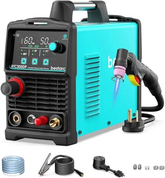 Plasma Cutter, Pilot Arc [Air Sensor Technology] 110/220V BTC500DP 9th Generation 50Amps Screen Display, Digital Plasma Cutting Machine (BTC500DP 9GEN 110/220V)