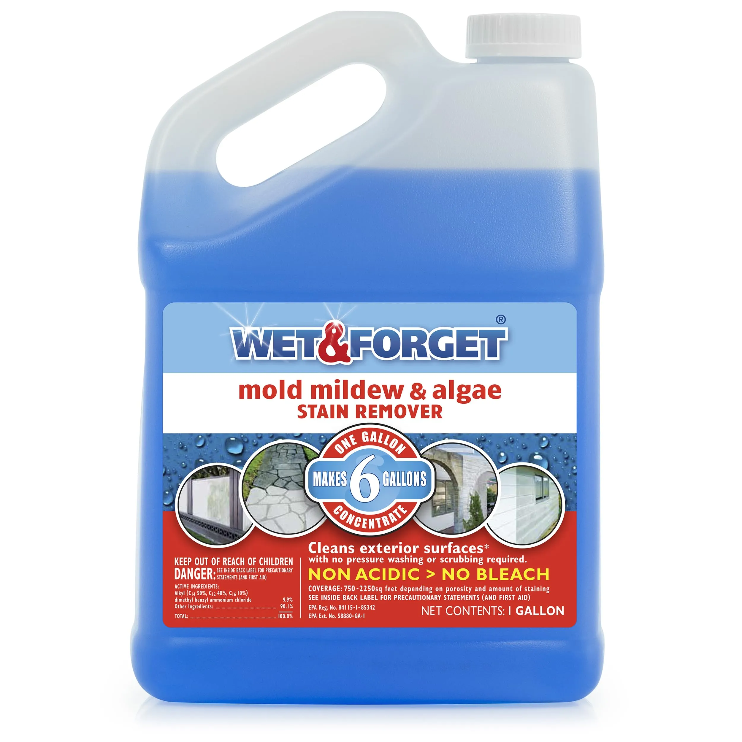 Wet & Forget Moss, Mold, Mildew & Algae Stain Remover - 0.75 Gallon Concentrate - 2 Pack