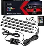 Nilight 48 LEDs DC 5V Multicolor Music Car Strip Light Under Dash Lighting Kit with Sound Active Function and Wireless Remote Control, 2 Years Warranty, 4PCS USB Interior Lights