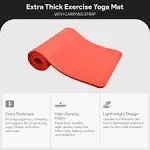 BalanceFrom Fitness GoCloud 1" Extra Thick Exercise Mat w/Carrying Strap, Red