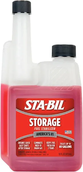 STA-BIL Storage Fuel Stabilizer - Guaranteed To Keep Fuel Fresh Fuel Up To Two Years - Effective In All Gasoline Including All Ethanol Blended Fuels - For Quick, Easy Starts, 4 fl. oz. (22205) , Red