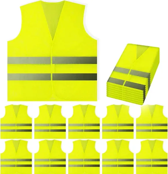 1x Safety Vest Yellow Reflective High Visibility One Size Fits Most ANSI CLASS 2