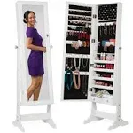 Best Choice Products Mirrored Jewelry Armoire Cabinet with Stand, White