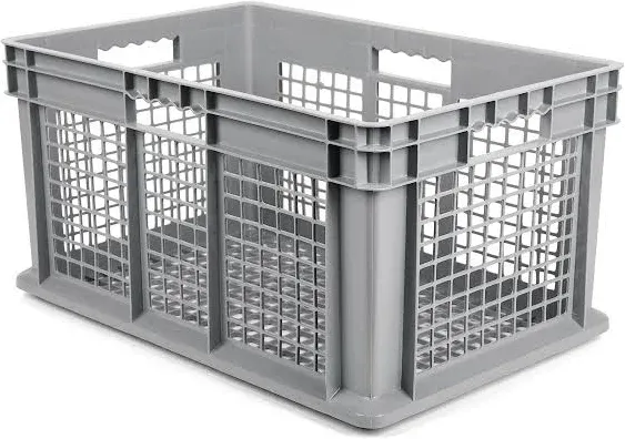 Hudson Exchange 24 x 16 x 12 (1 Pack) Mesh Straight Wall Handled Storage Container Tote, Gray