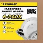 Brk First Alert Hardwired 120V with Battery Back-Up Smoke Detector - 6-Pack