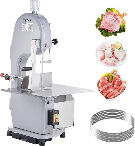 VEVOR Commercial Electric Meat Bandsaw 1500W Stainless Steel Bone Sawing Machine