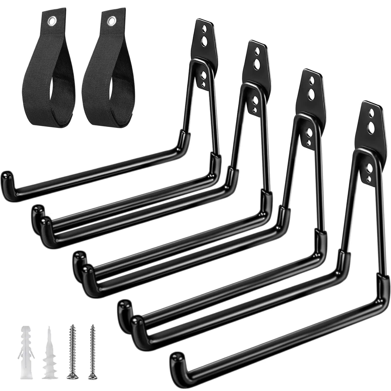 Garage Hooks 4 Pack, 7.7 inch Long Hooks, 7.7inch U Hook Black Large U Hook