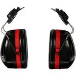 3M H10P3E Peltor Optime 105 Black / Red Cap-Mount Earmuffs