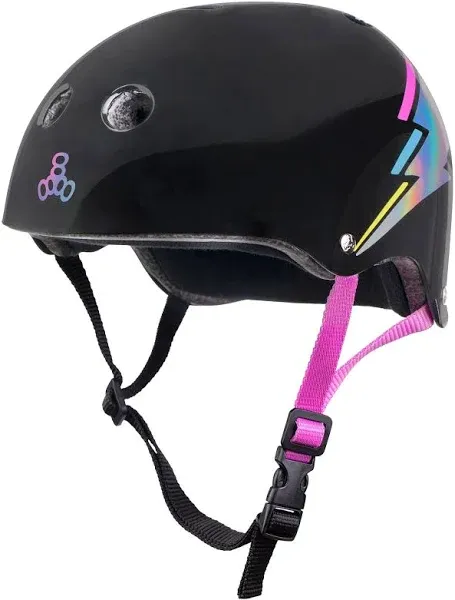 Triple Eight THE Certified Sweatsaver Rollerskating Helmet - Black Lightning Hologram