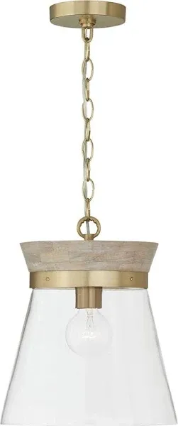 Capital Lighting Finn 1 Light Pendant White Wash/Matte Brass