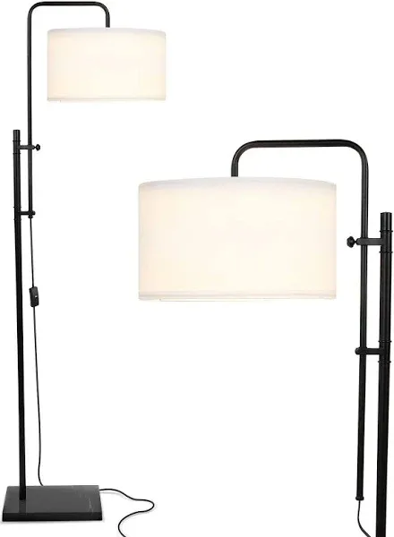 Brightech Leo Mid-Century Modern Standing Lamp for Bedroom, Contemporary Lamp for Living Rooms & Offices, Tall Lamp with Heavy Base, LED Floor Lamp, Great Living Room Décor - Black