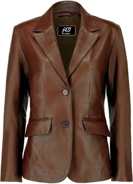 Women&#039;s Real Lambskin Leather Red Blazer Button Genuine Jacket Coat