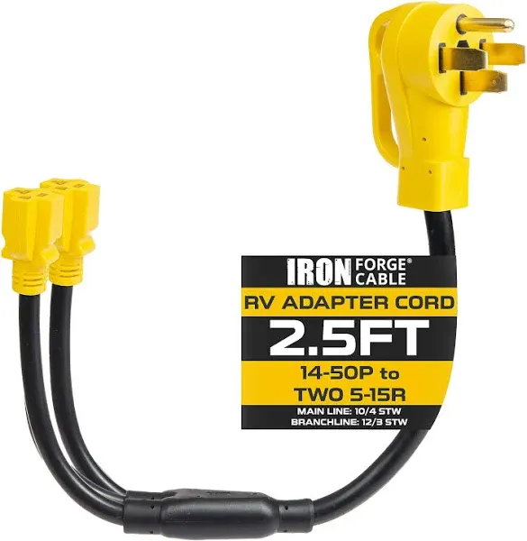 Iron Forge Cable 30 Amp to 15 Amp RV Y Adapter Power Cord