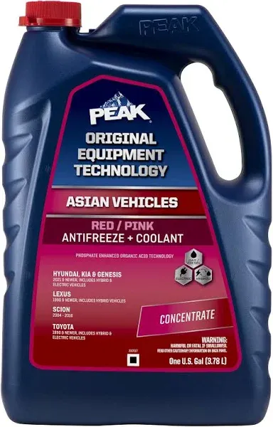 Peak OET Extended Life Red/Pink Concentrate Antifreeze/Coolant for Asian Vehicles