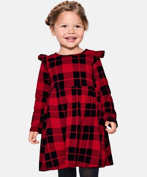 The Children's Place Baby and Toddler Girls Plaid Flutter Dress