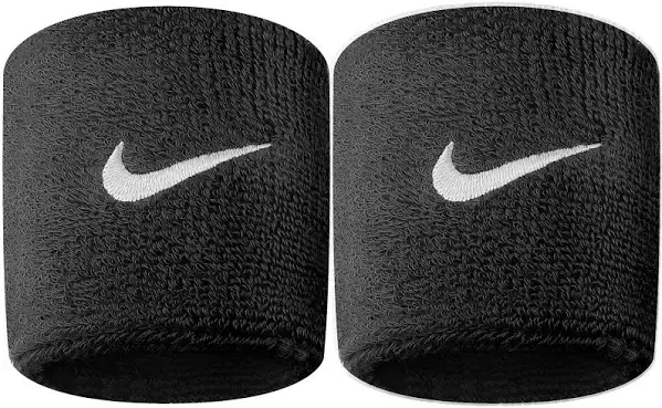 NIKE Swoosh 2 1/2&#034; Tennis Wristband Gray Set of 2 Unisex Logo Terrycloth NEW