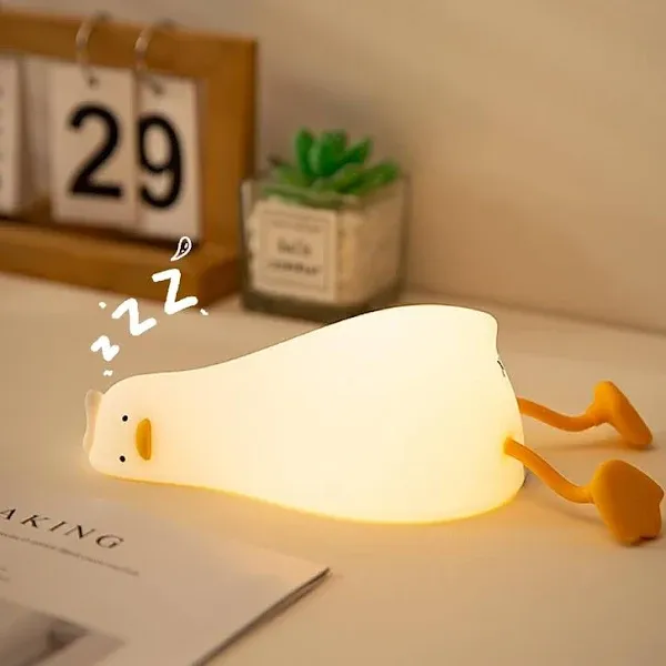 Benson Lying Flat Duck Night Light, LED Squishy Duck Lamp, Cute Light up Duck, S