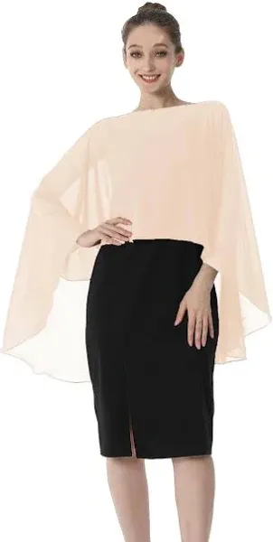 Baoqiya Chiffon Capes Sheer Capelets Long Cape Poncho For Women Plus Size